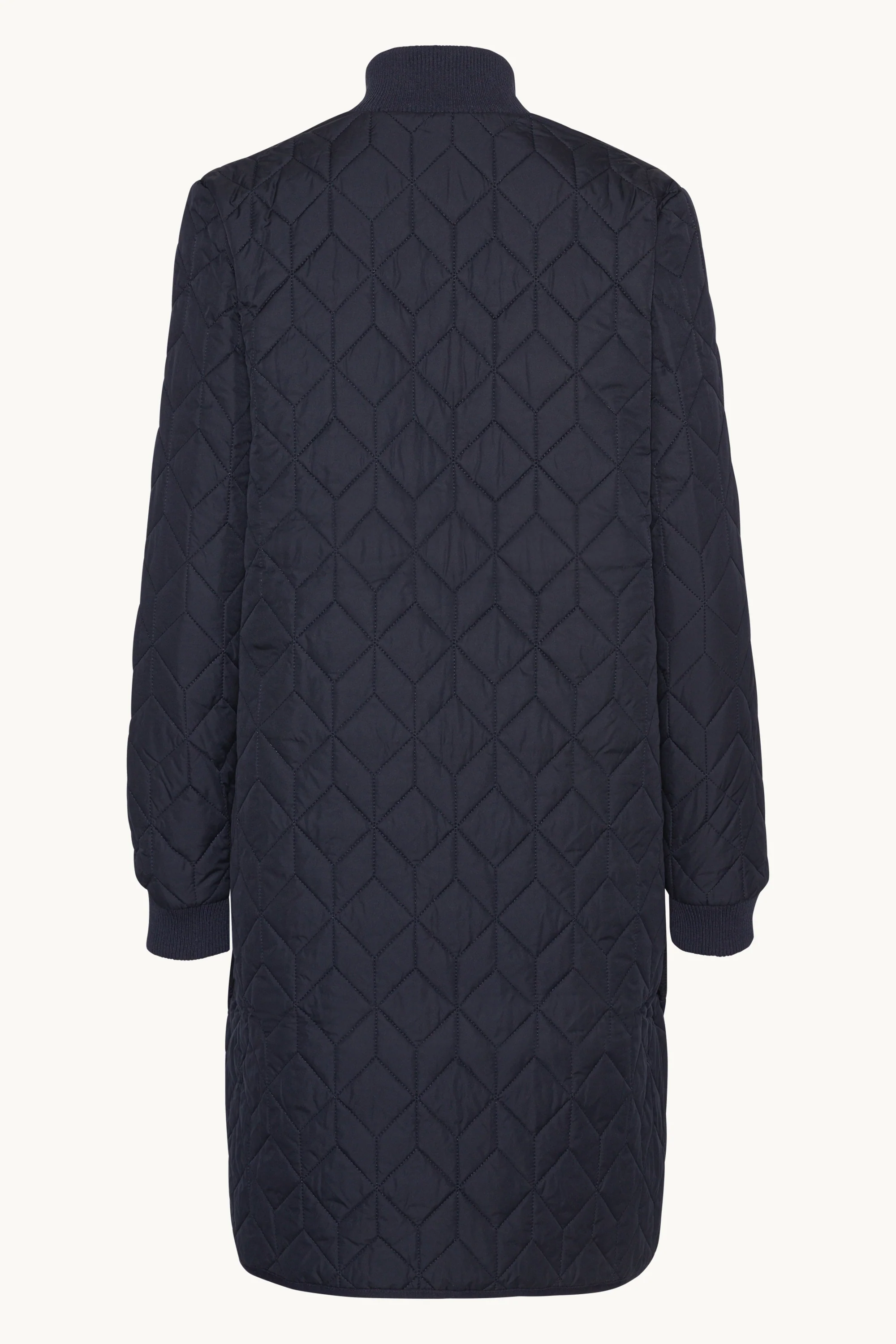 Long Padded Quilt Jacket - Dark Indigo - Image 5