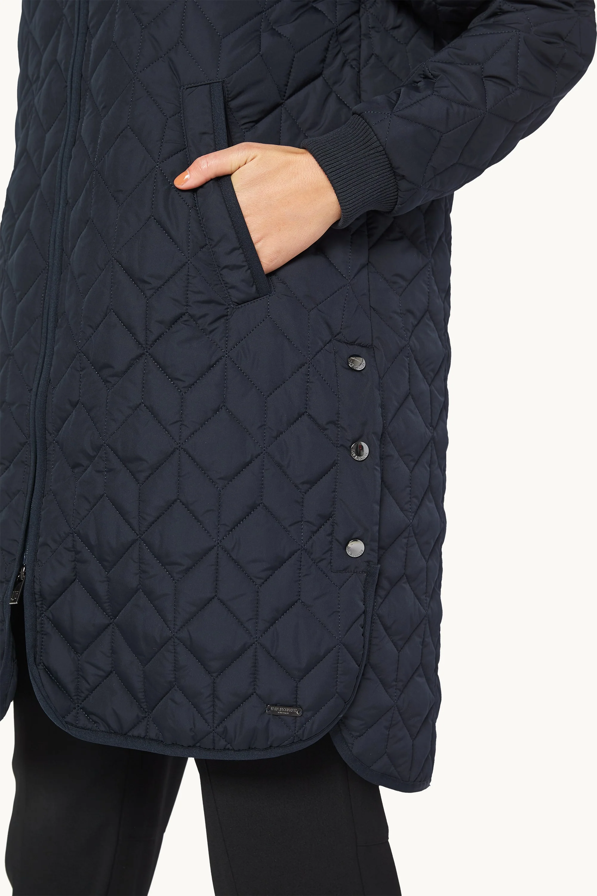 Long Padded Quilt Jacket - Dark Indigo - Image 7