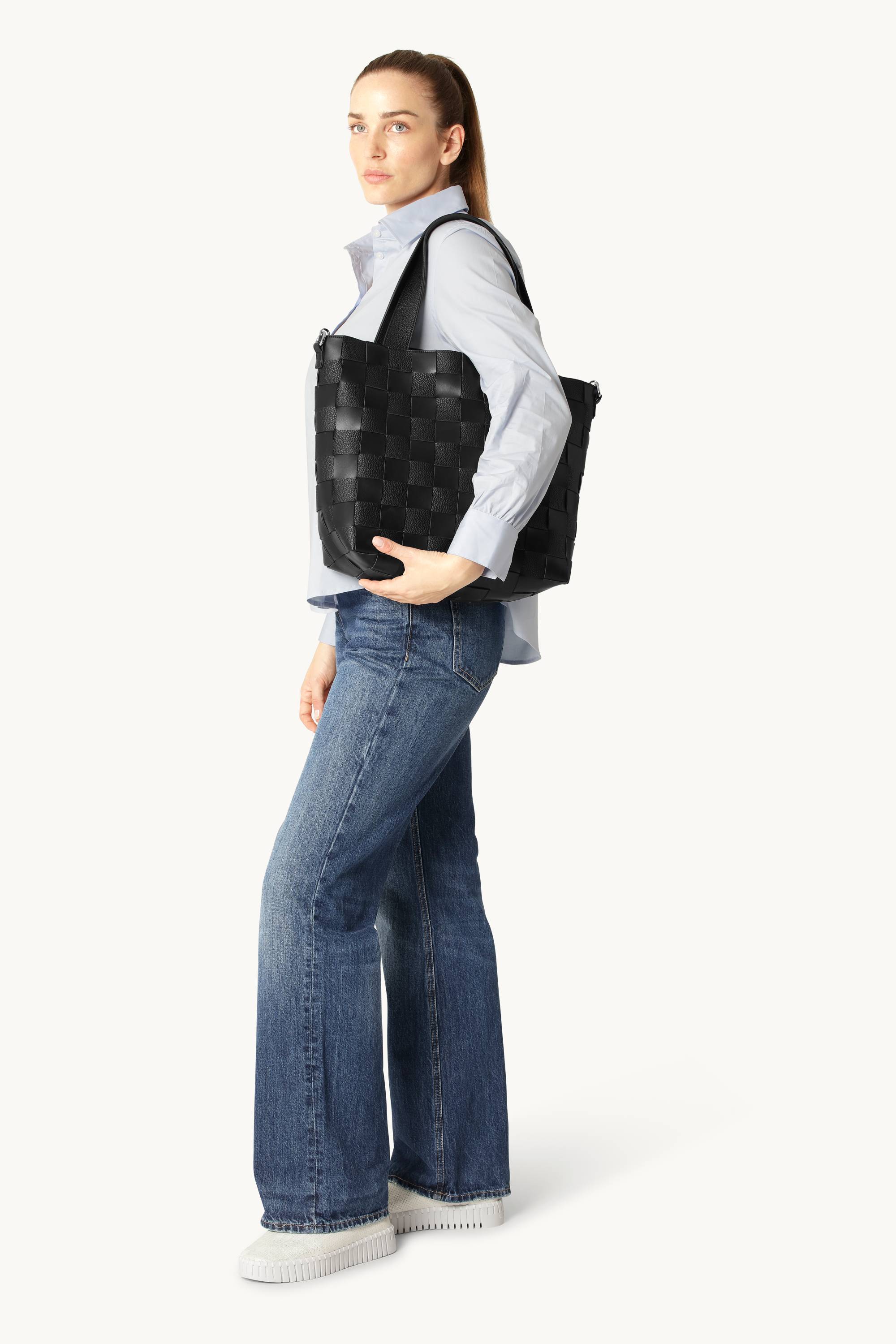 Braided Cross-Body Shopper - Black - Image 6
