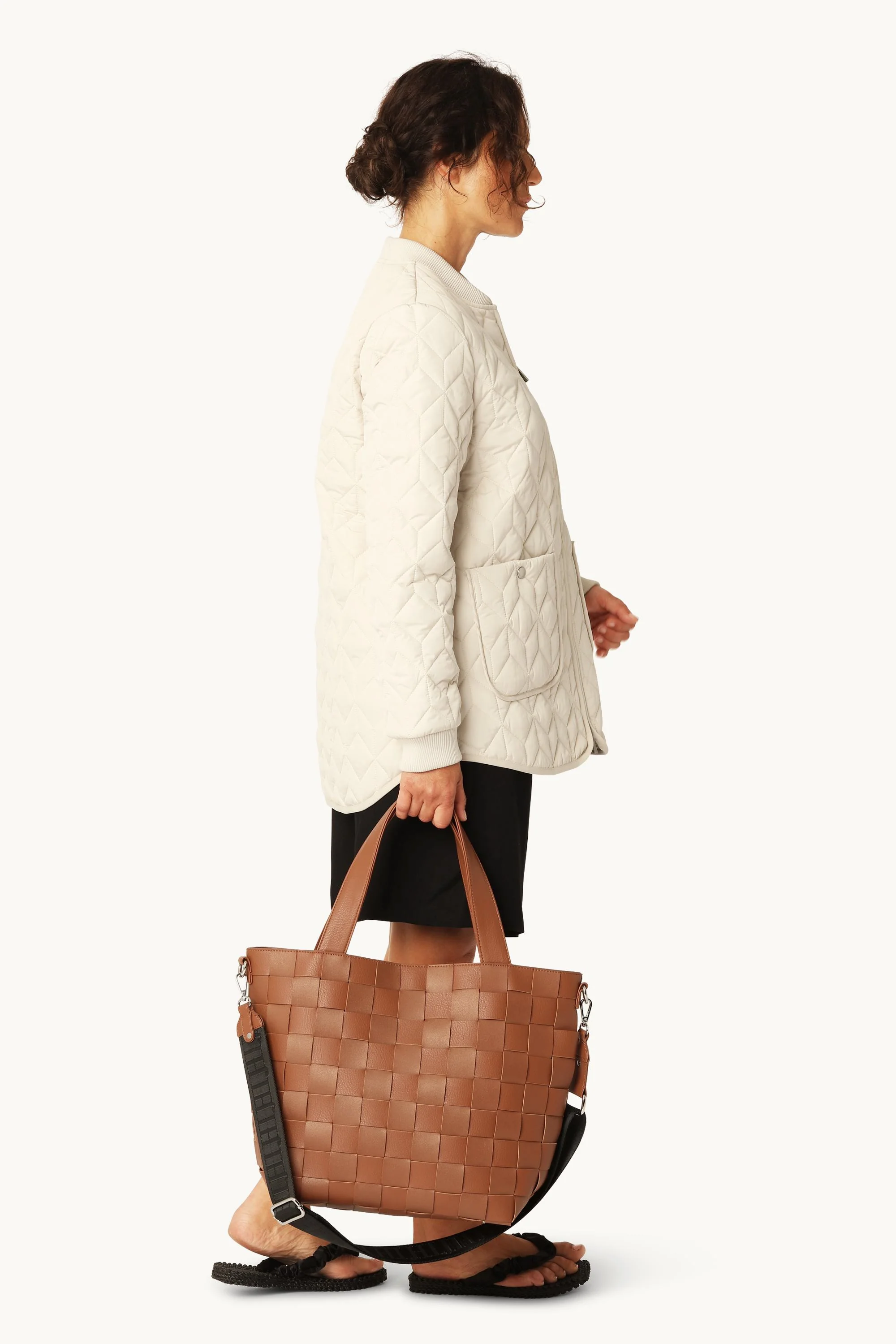 Braided Cross-Body Shopper - Cognac - Image 5