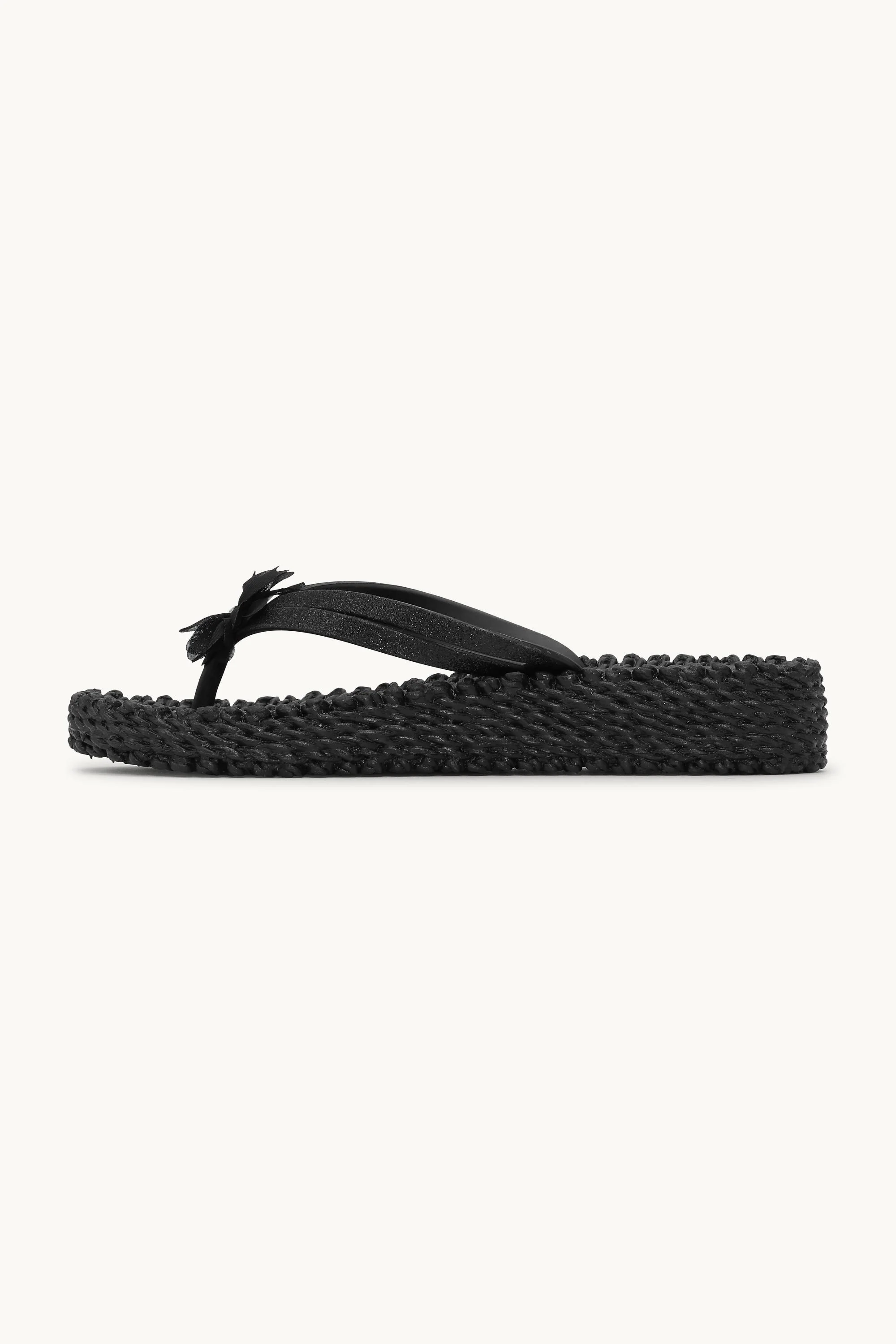 Flip Flops with Flower - Black - Image 3