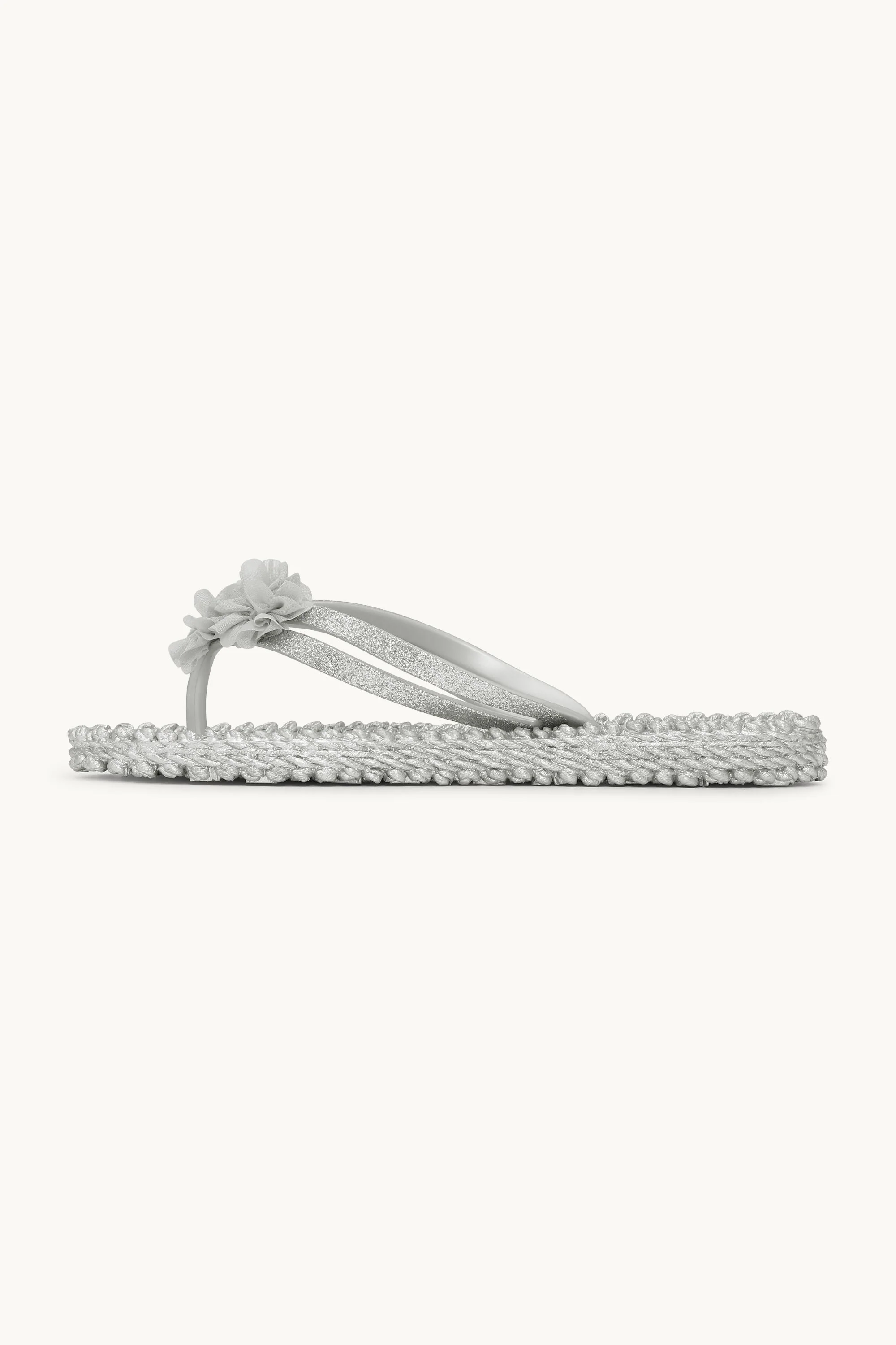 Flip Flops with Flowers - Silver - Image 3