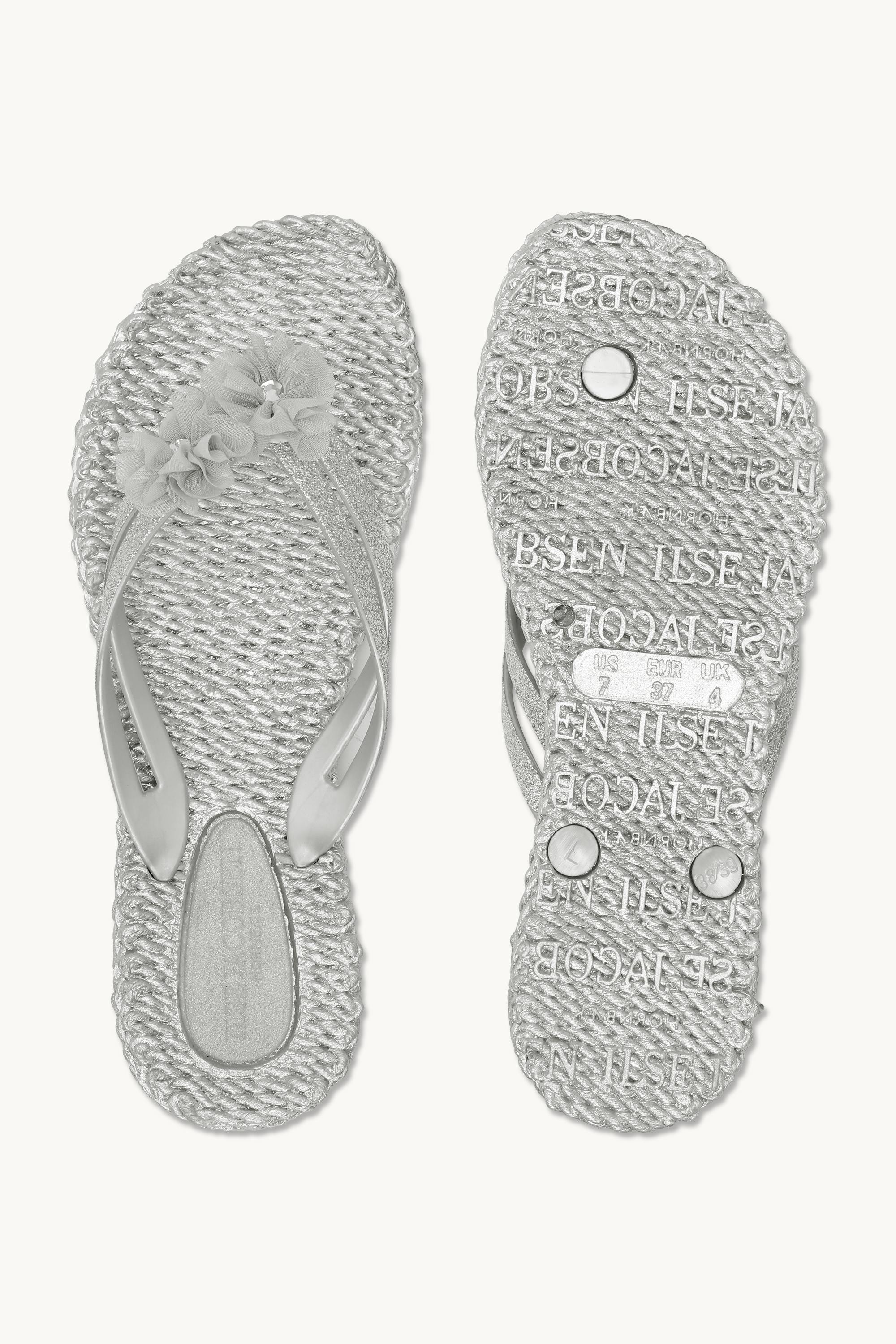 Flip Flops with Flowers - Silver - Image 4