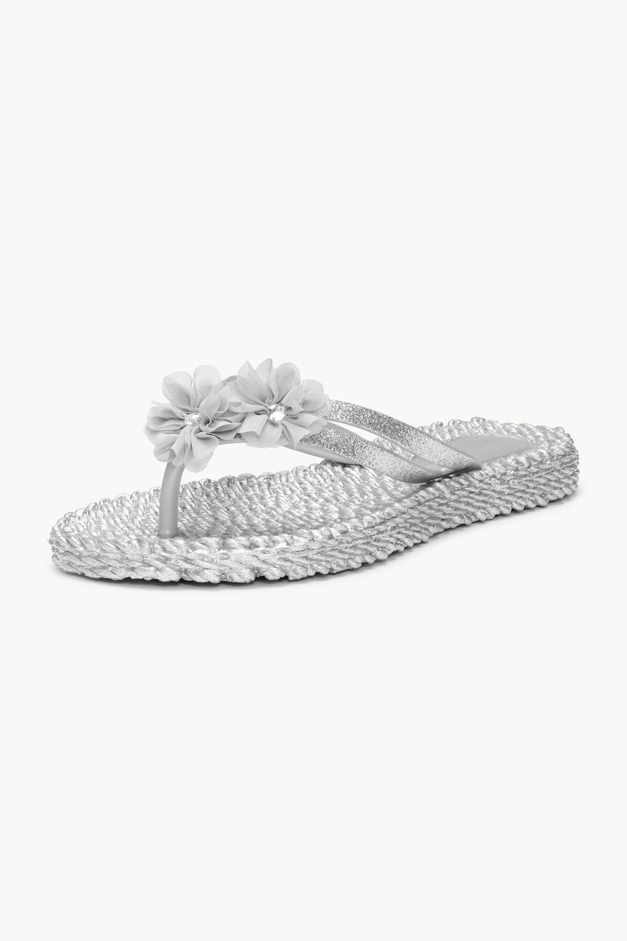 Flip Flops with Flowers - Silver - Image 7