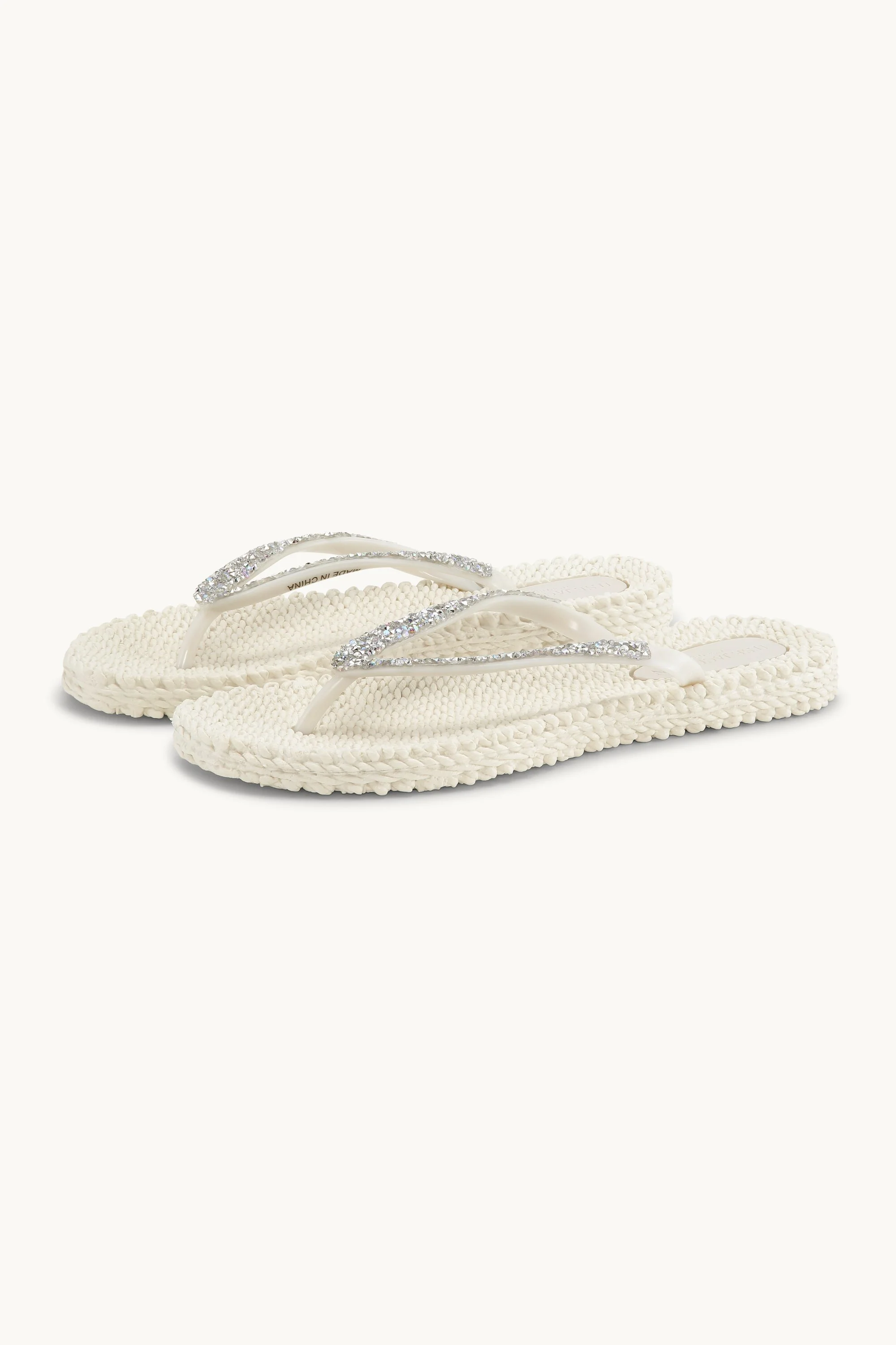 Flip Flops With Rhinestones - Creme