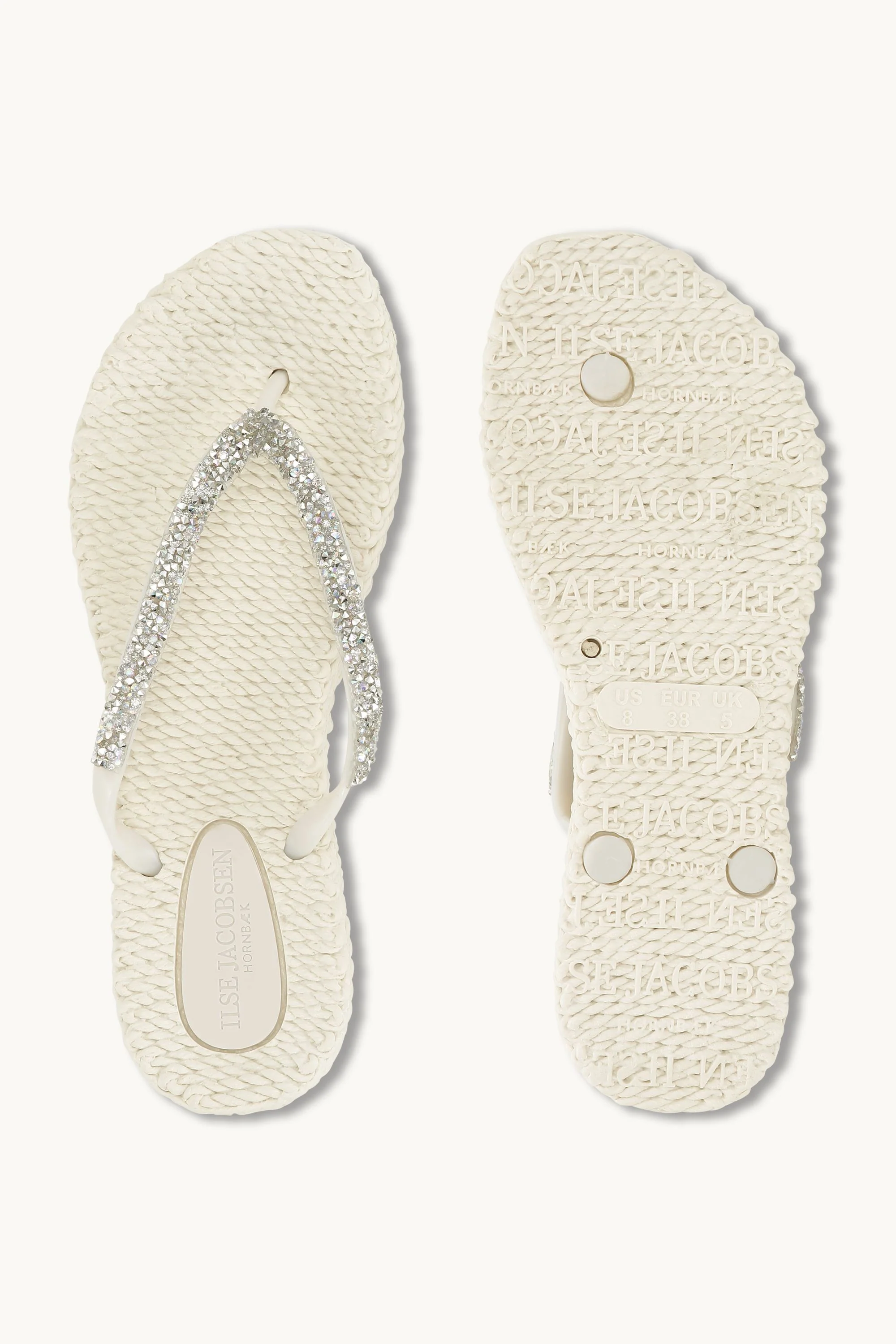 Flip Flops With Rhinestones - Creme - Image 4