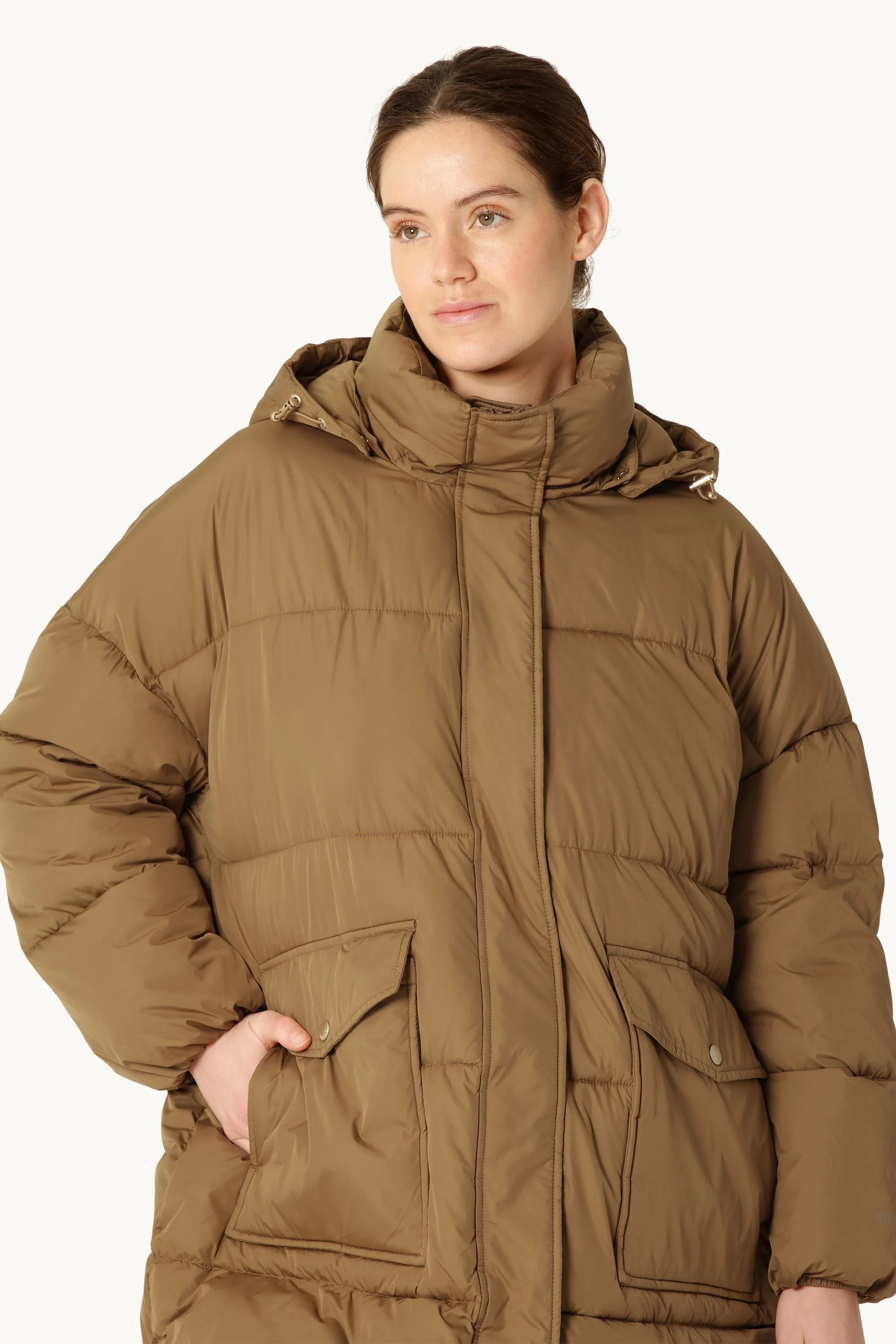 Long Padded Coat - Mocca - Image 4