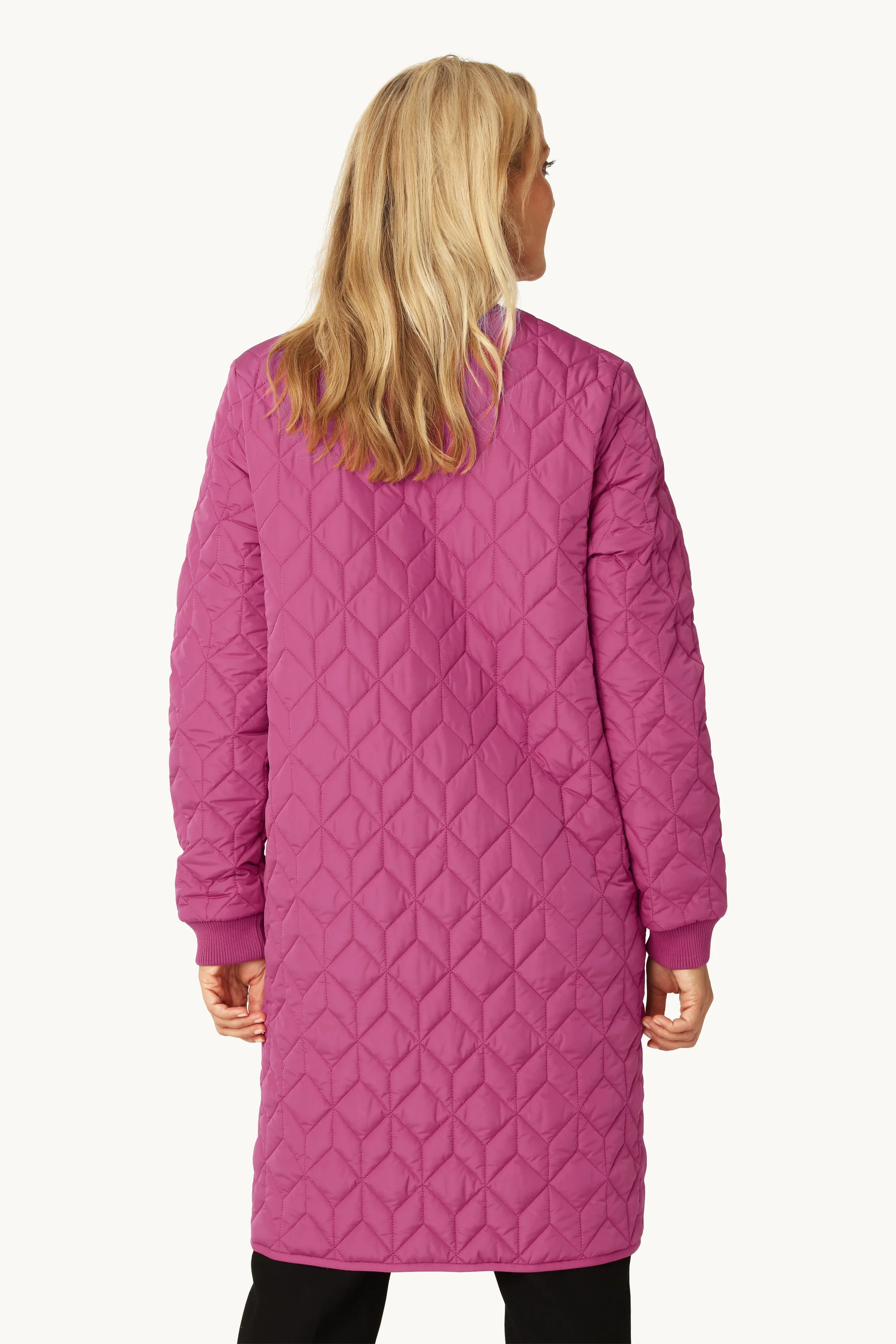 Long Padded Quilt Jacket - Magenta Haze - Image 4