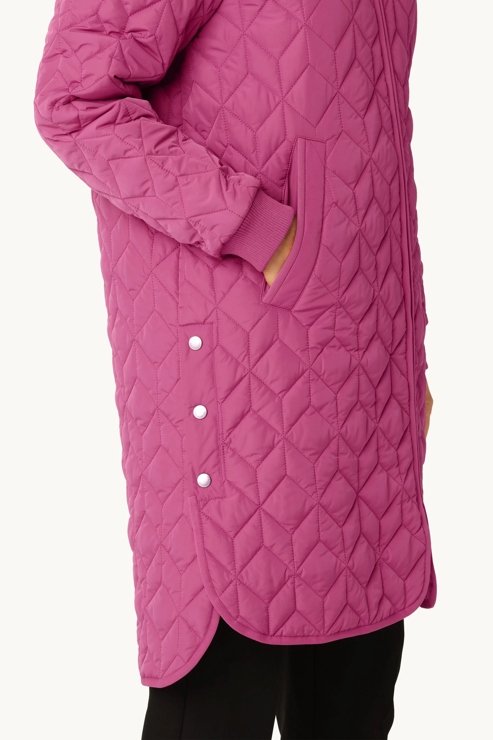 Long Padded Quilt Jacket - Magenta Haze - Image 5