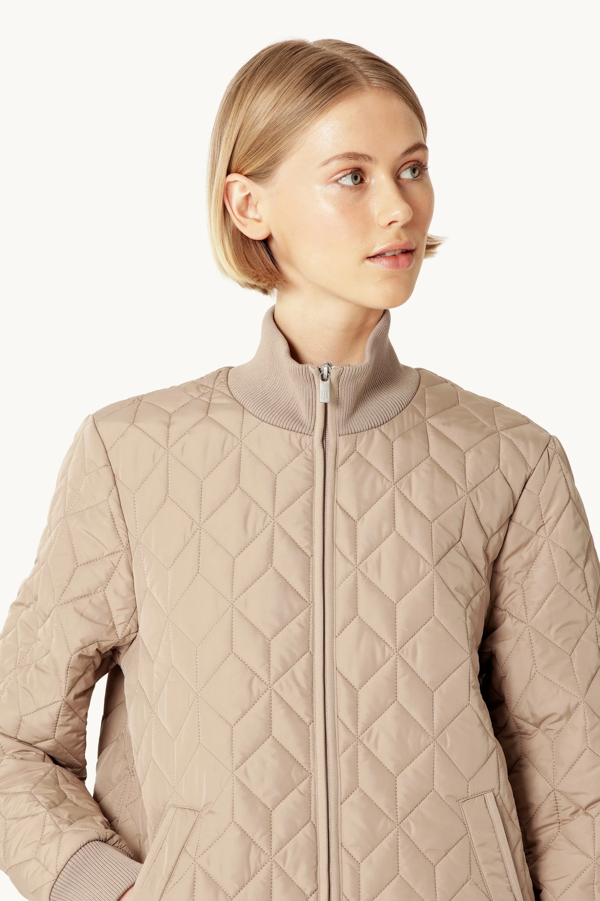 Long Padded Quilt Jacket - Wheat - Image 4