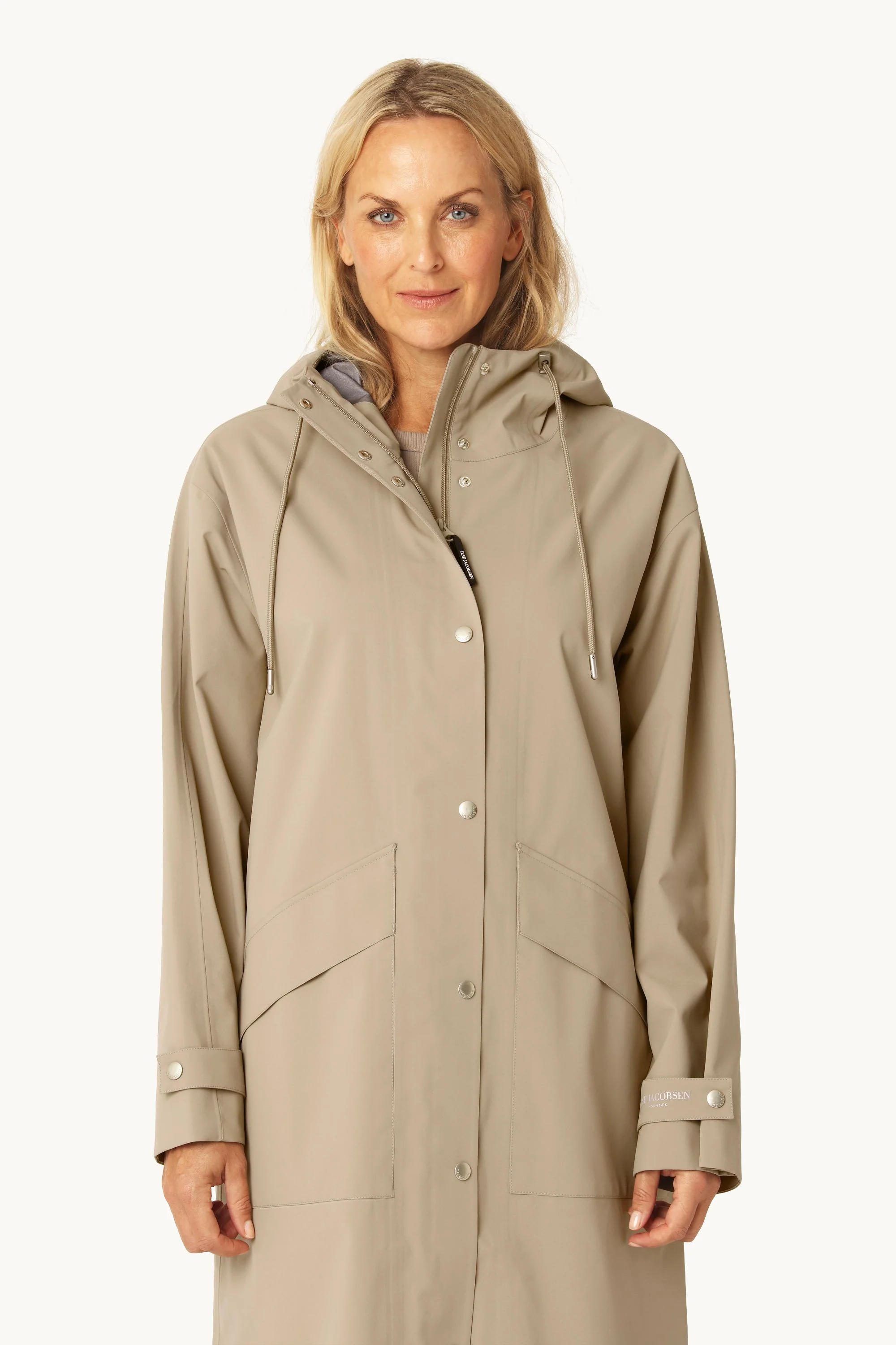 Long Rain Coat - Greige - Image 2