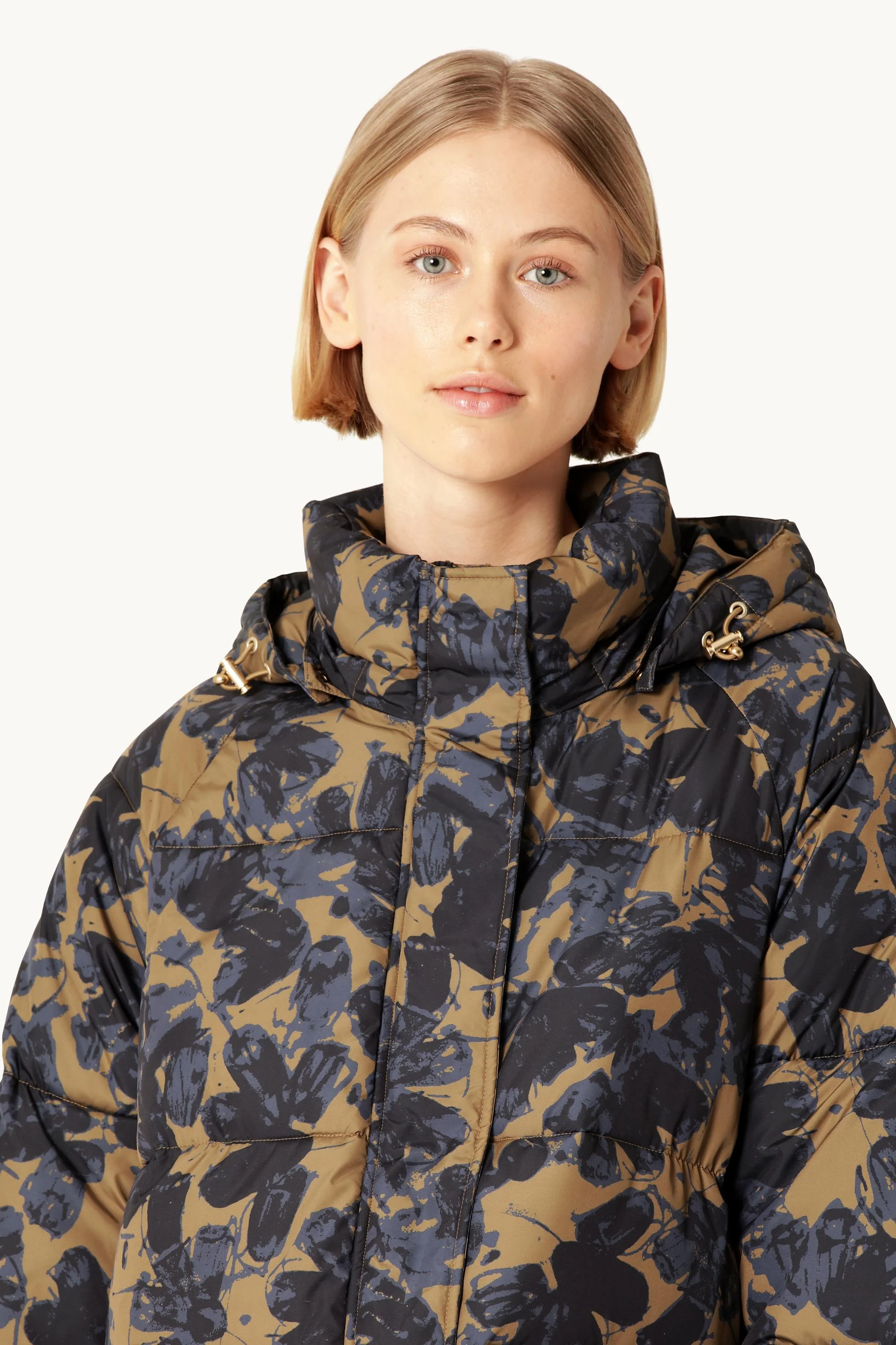 Oversized Padded Coat - Beige Butterfly - Image 4