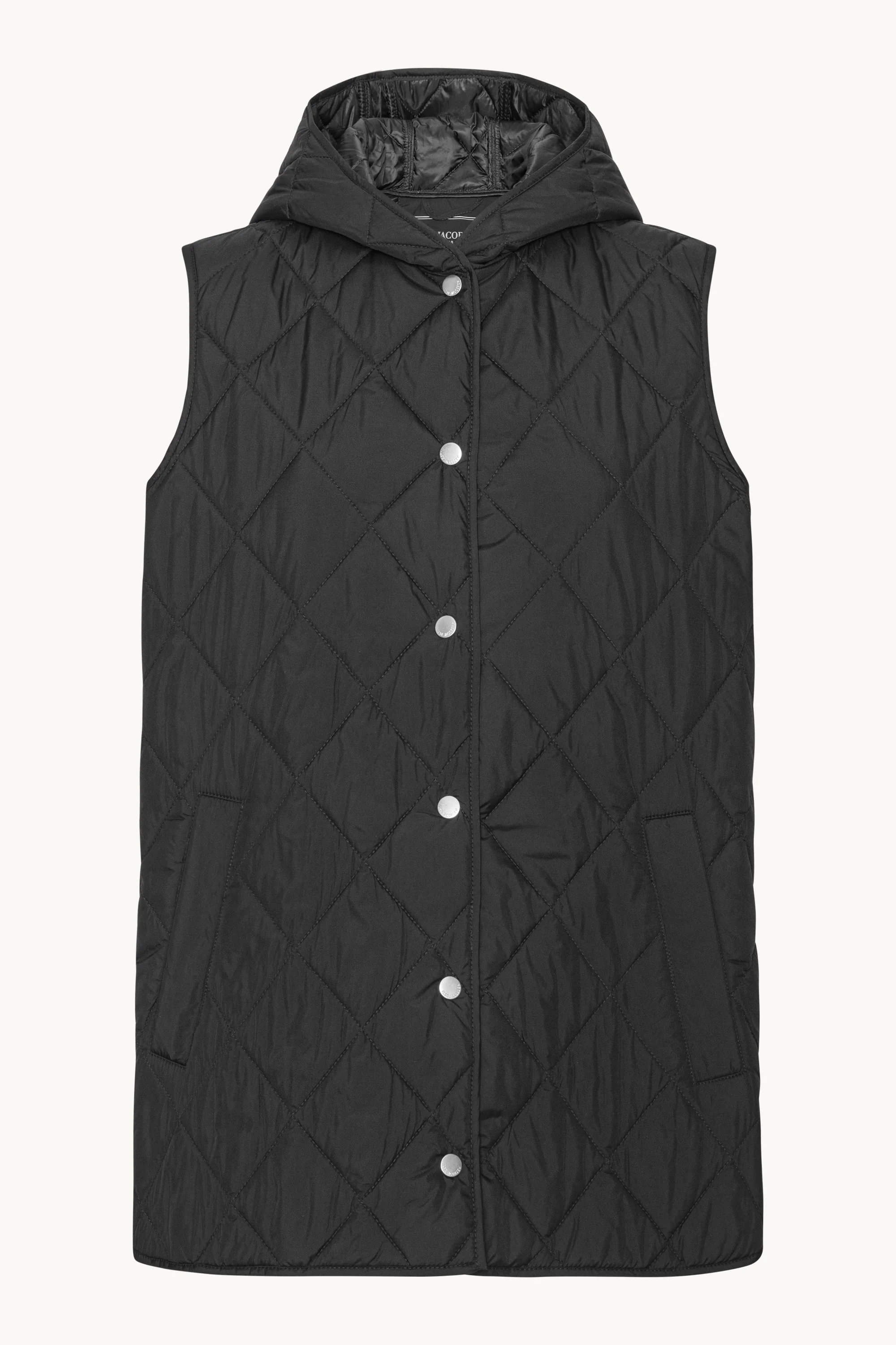 Quilted Long Vest - Dark Indigo - Image 6