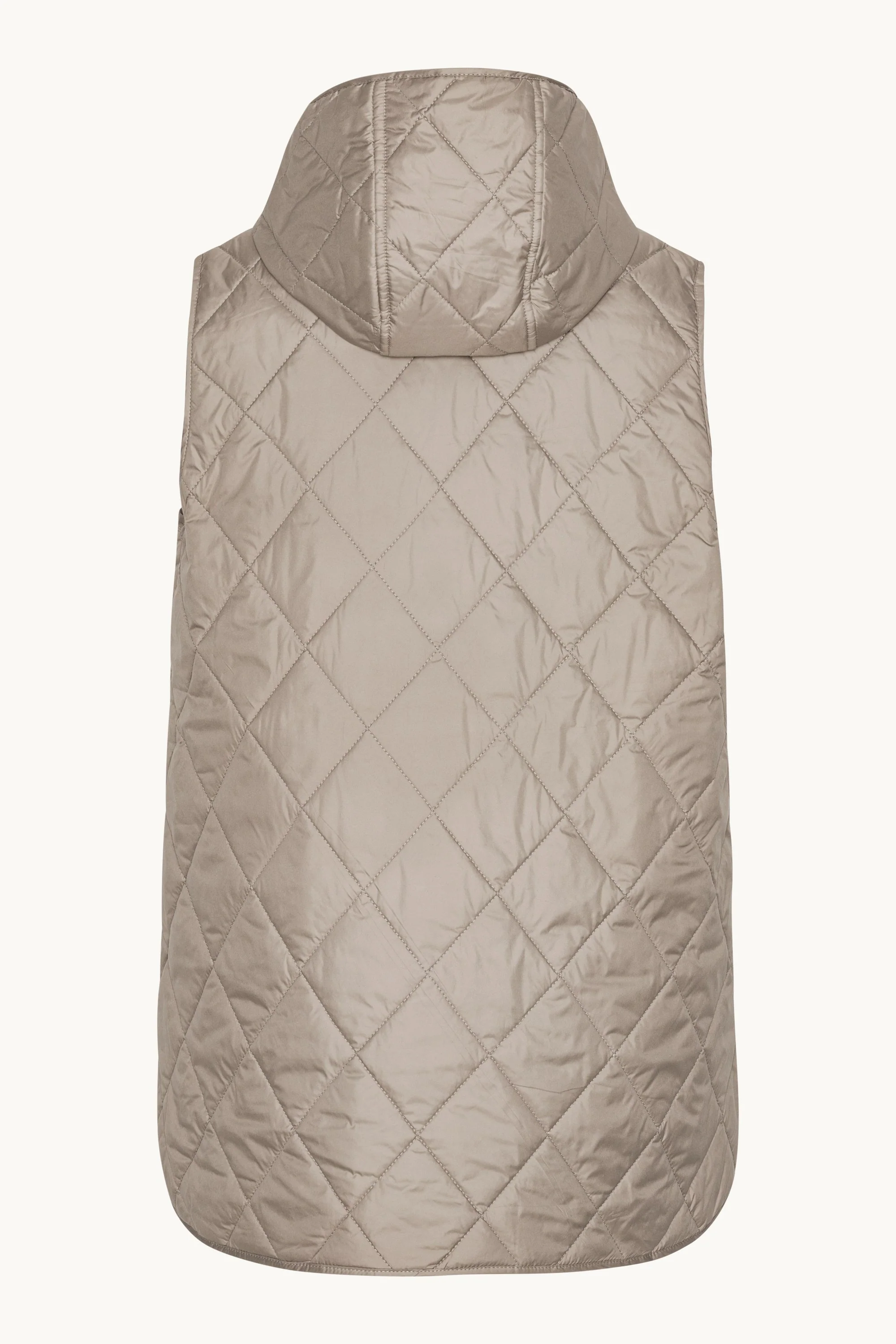 Quilted Long Vest - Greige - Image 6