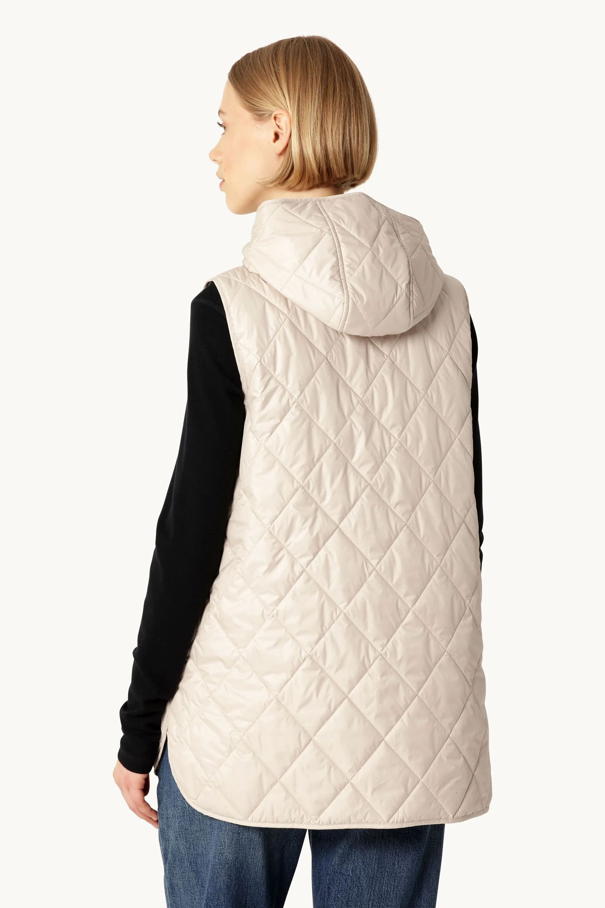 Quilted Long Vest - Light Camel - Image 3