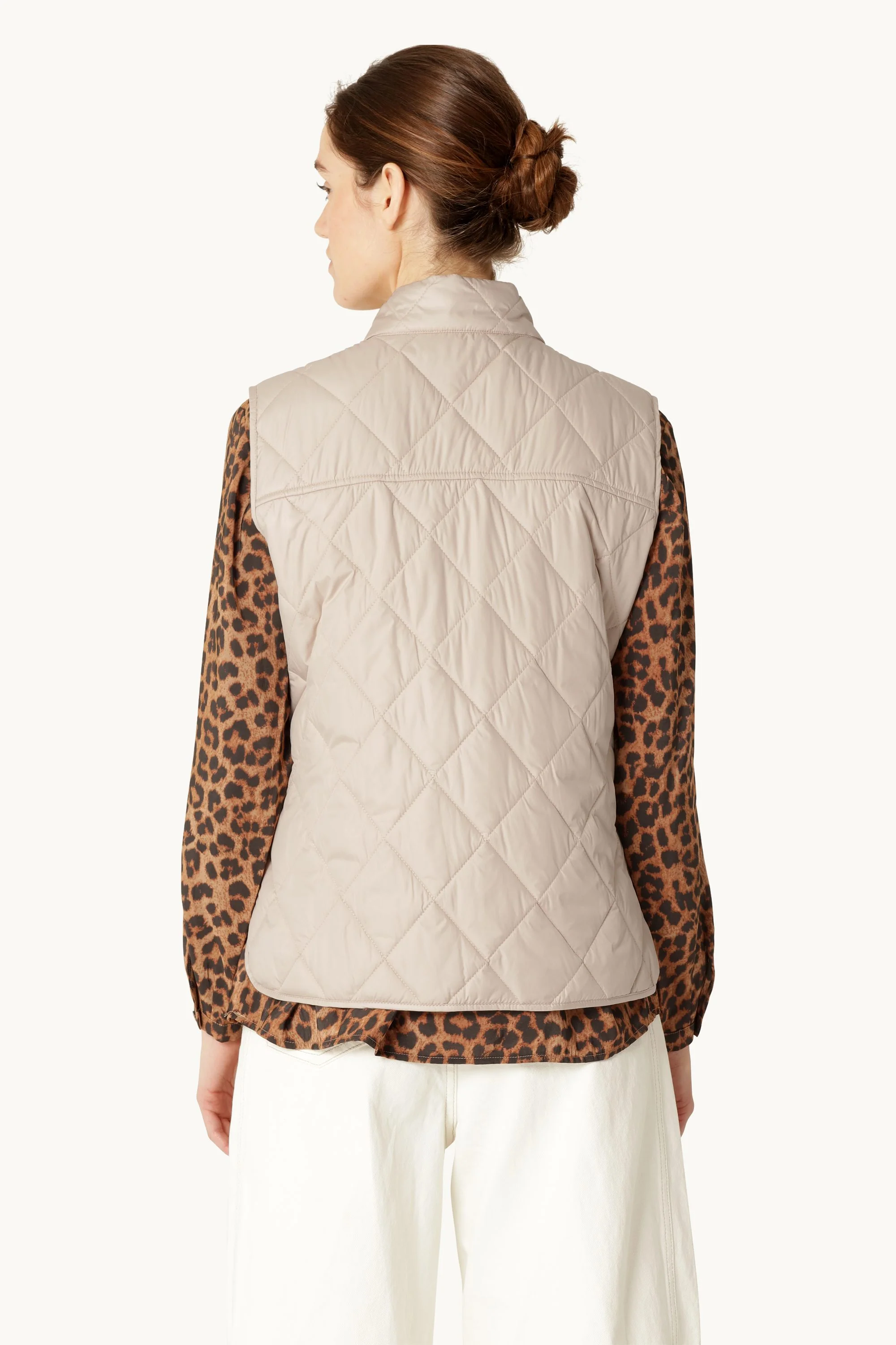 Quilted Short Vest - Light Camel - Image 3