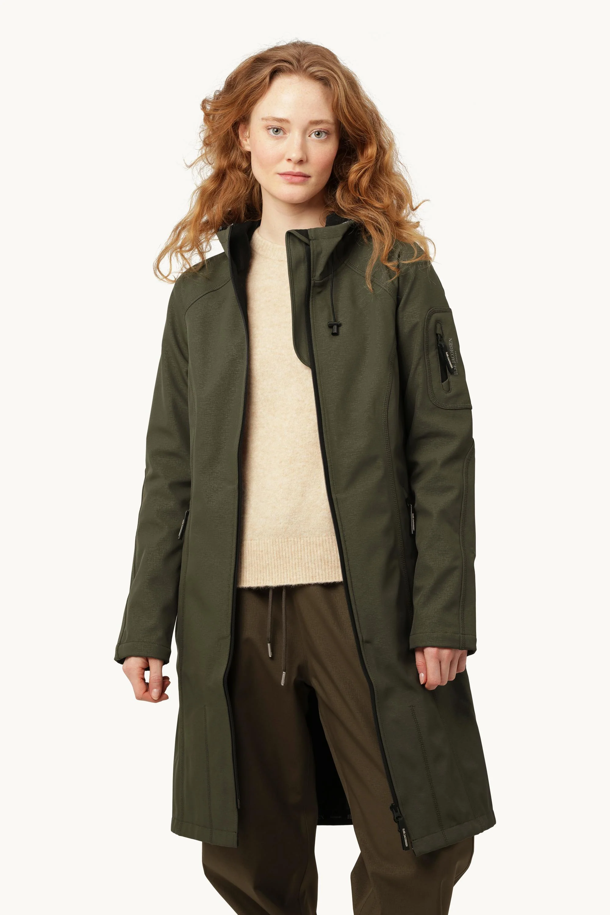 Long Softshell Raincoat - Army - Image 2